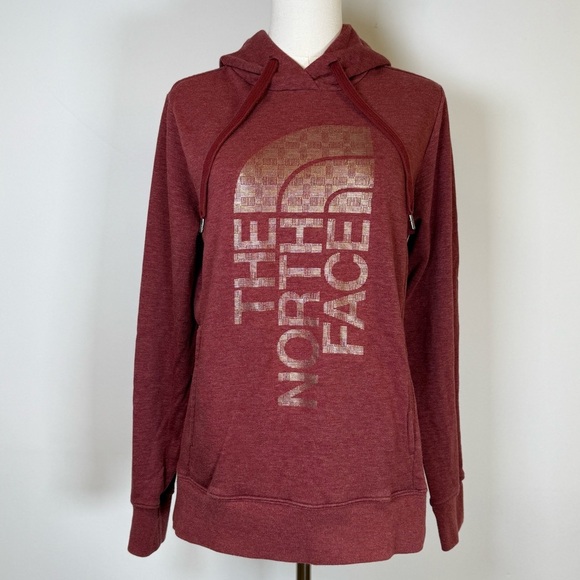 The North Face Hoodie Heathered Burgundy Metallic Logo Women’s Size Medium - Picture 1 of 7
